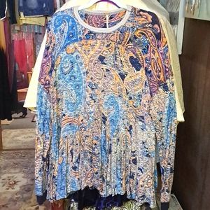 Free people "Making Circles" oversized paisley tunic tee